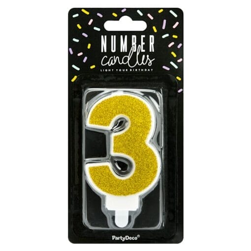 Vela CumpleaÑos Dorada "partydeco" - Numero 3