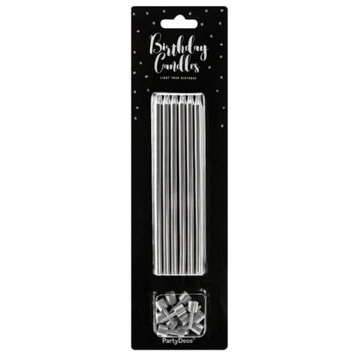 Velas CumpleaÑos Partydeco - Plateadas (12,5 Cm)