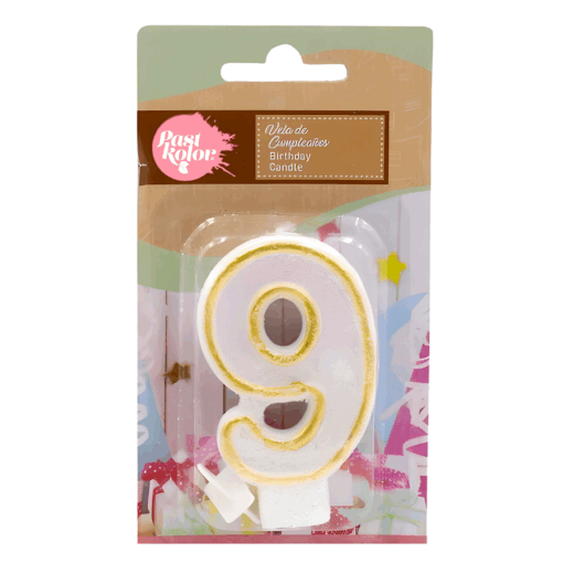 Vela CumpleaÑos Dorada Y Blanca Con Purpurina - Numero 9