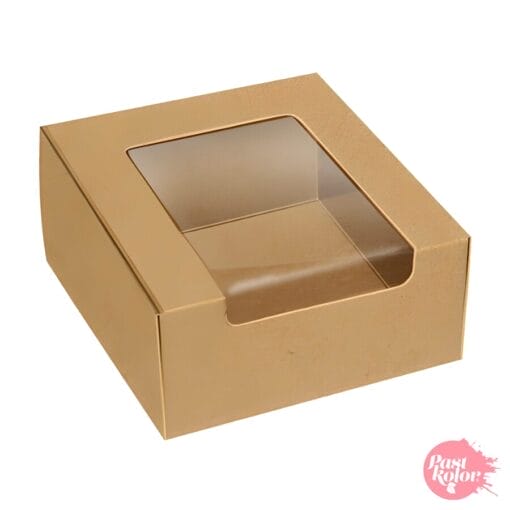 Caja Para Bolleria Kraft Con Ventana - 10 X 4 Cm