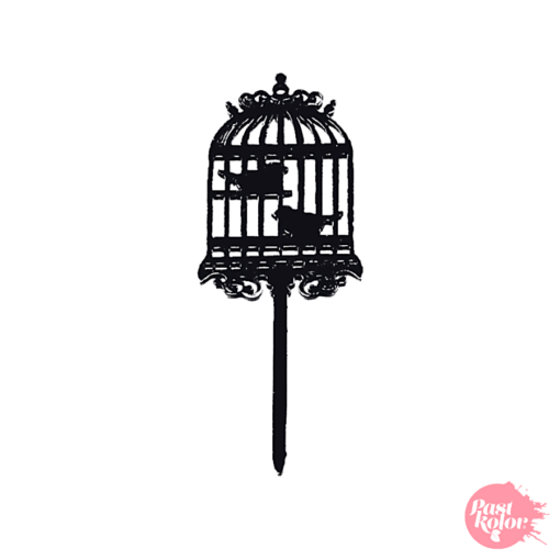 Topper Para Cupcake Negro - Pajaros En Jaula