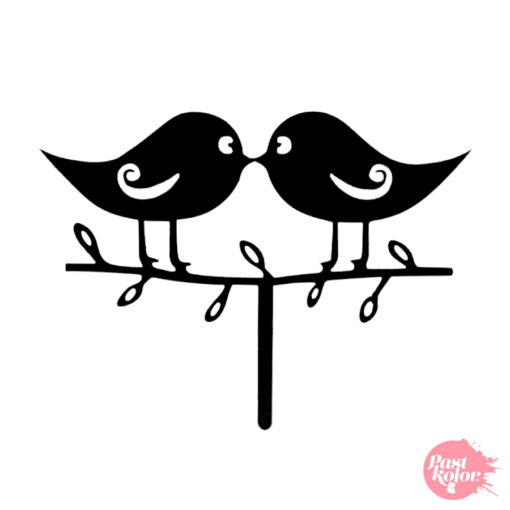 Topper Para Tarta Negro - Pareja Pajaros