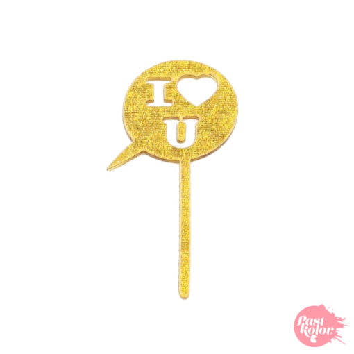 Topper Para Cupcake Dorado - "i Love You"