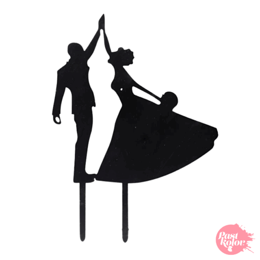 Topper Para Tarta Negro - Pareja Bailando Feliz