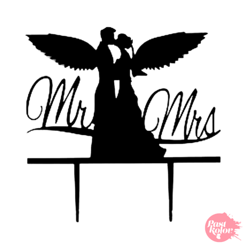 Topper Para Tarta Negro - Pareja Angeles
