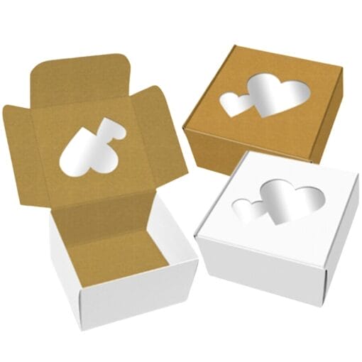 Caja Para 1 Galleta Con Corazones - Blanca Y Kraft - Imagen 3