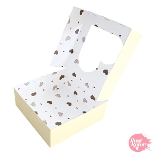 Caja Para Galletas Con Corazones - Color Champagne