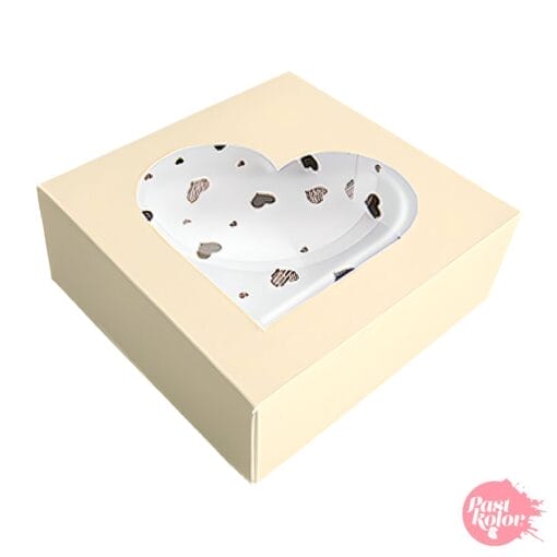 Caja Para Tarta Con Corazones - Color Champagne - Imagen 2