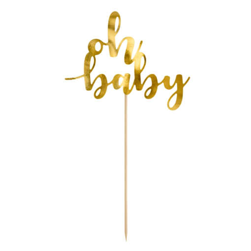 Topper Para Tarta Partydeco - "oh Baby" Oro