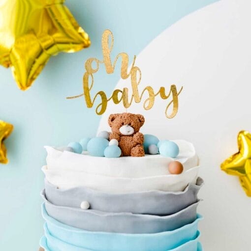 Topper Para Tarta Partydeco - "oh Baby" Oro - Imagen 2