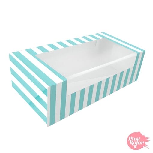 Caja Para Donuts Blanca Y Azul - 20,5 X 10 Cm