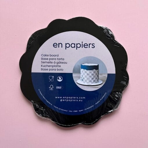 Bases De Madera Redondas Negras (ondas Wave) "en Papiers" - 25 Cm