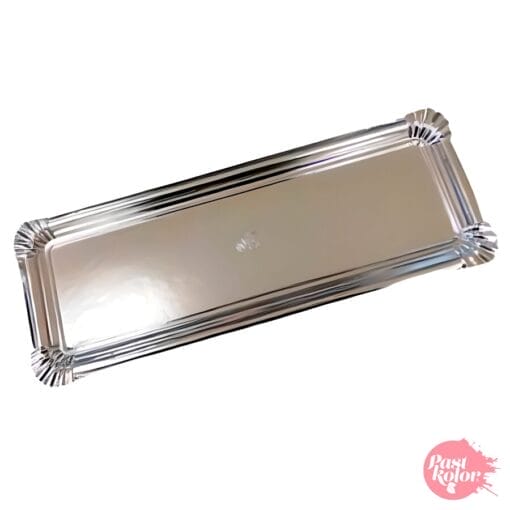 Bandeja Rectangular Plateada Pastkolor - 28 X 10 Cm