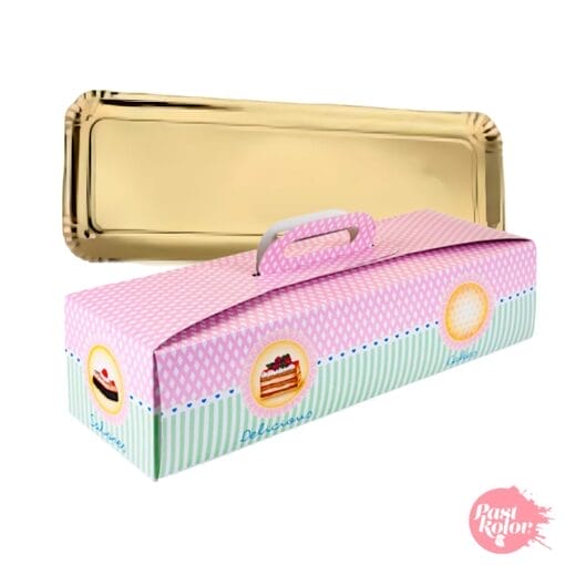 Set Bandeja Dorada + Caja Para Brazo De Gitano - 38,5 X 13 Cm