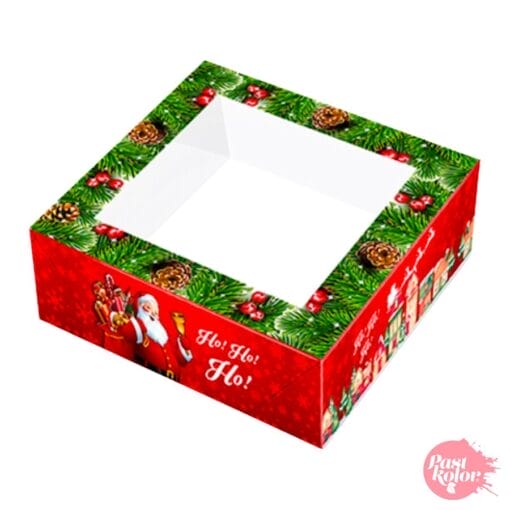 Caja Para Tarta Roja "santa Claus" - 33 X 7,5 Cm