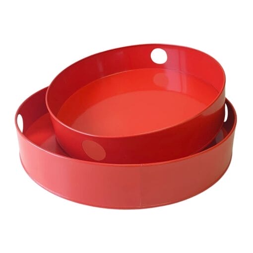 Set Bandejas Metalicas Redondas Rojas