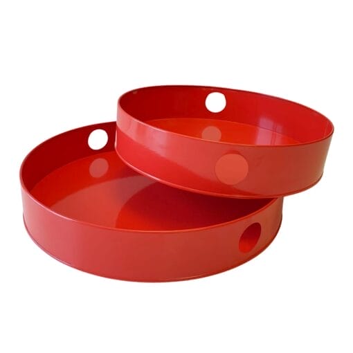 Set Bandejas Metalicas Redondas Rojas - Imagen 2