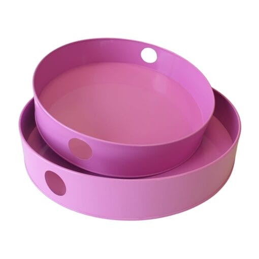 Set Bandejas Metalicas Redondas Rosas