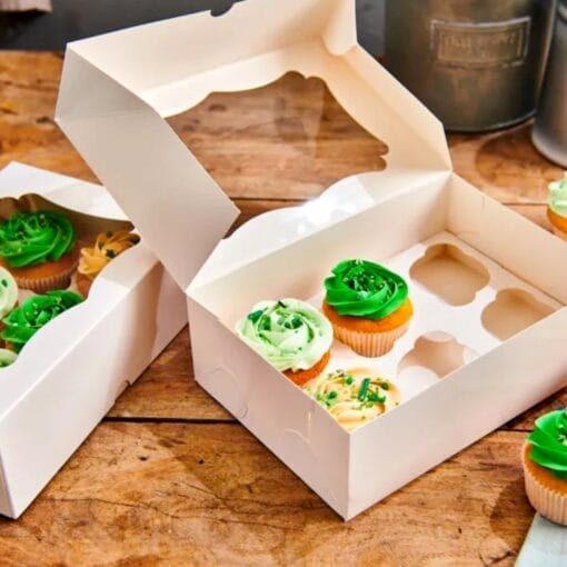 Caja Para 6 Cupcakes [o 12 Mini Cupcakes] Blanca Con Ventana - Funcakes (25 U) - Imagen 2