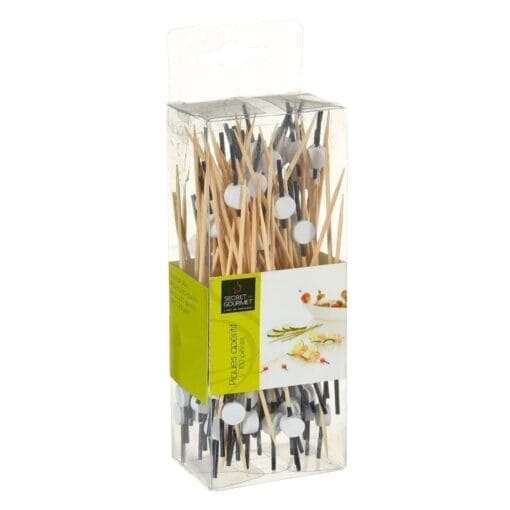 100 Palitos De Madera Para Aperitivos - Blanco / Negro - Imagen 2