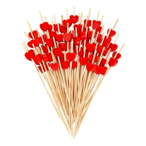 100 Palitos De Madera Para Aperitivos - Corazon Rojo - Imagen 3