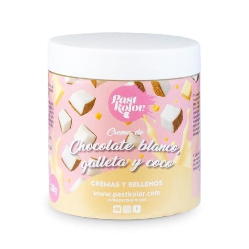 Crema De Chocolate Blanco, Galleta Y Coco Pastkolor - 300 G