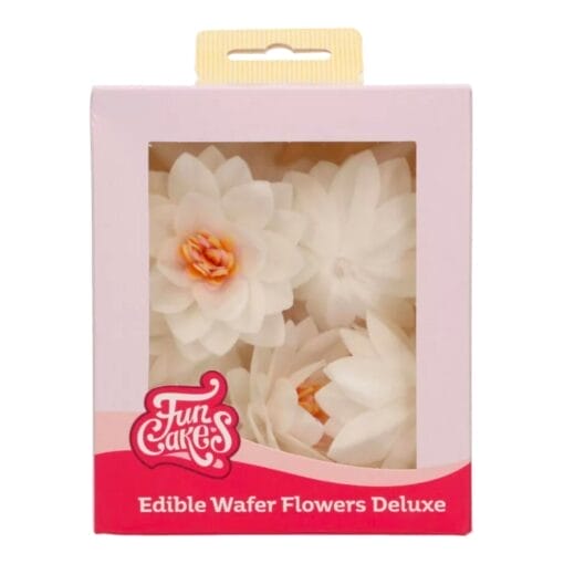 Flores De Papel Comestibles Funcakes - Loto Blanca Mediana - Imagen 3