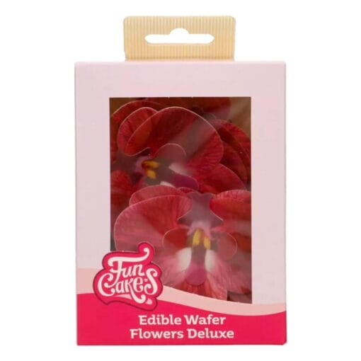 Flores De Papel Comestibles Funcakes - Orquidea Roja Mediana