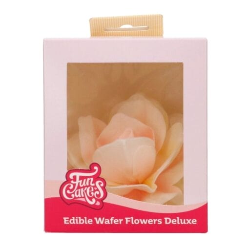 Flor De Papel Comestible Funcakes - Rosa Pastella Amarillo / Naranja Ombre Grande