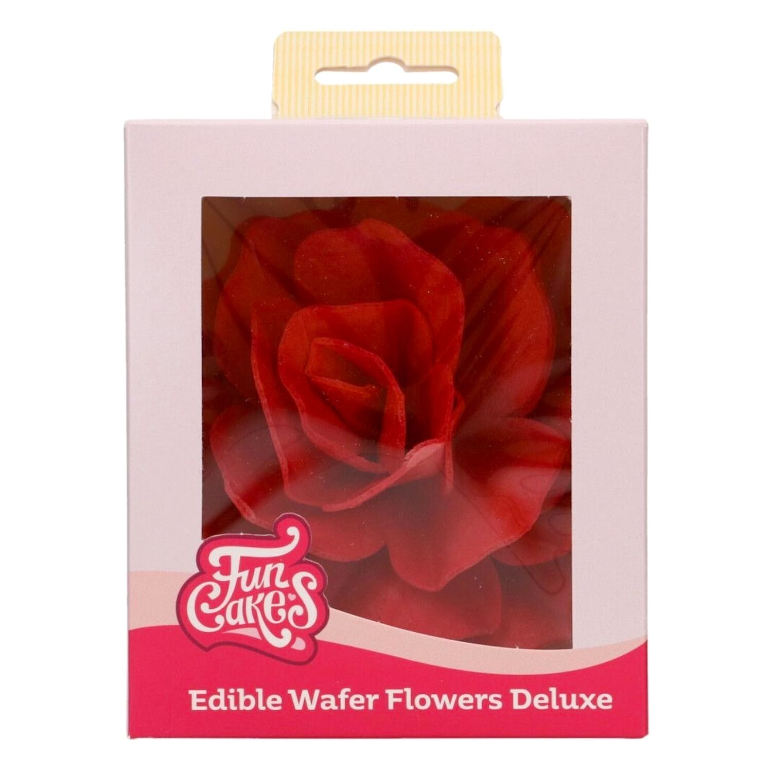 Flor De Papel Comestible Funcakes - Rosa Pastella Roja Grande - Imagen 2
