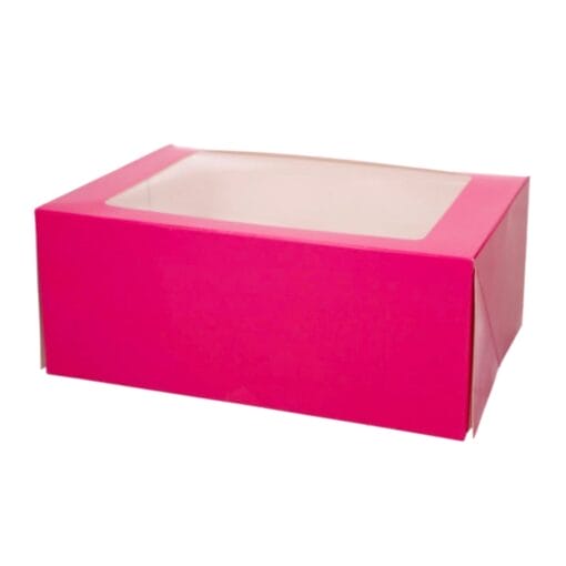 Caja Para 6 Cupcakes [o 12 Mini Cupcakes] Rosa Con Ventana - Funcakes (3 U)