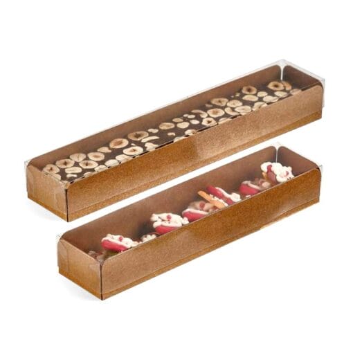 Caja Para Turron Tipo Tunel (base Kraft + Tapa Transparente) - 20 Cm