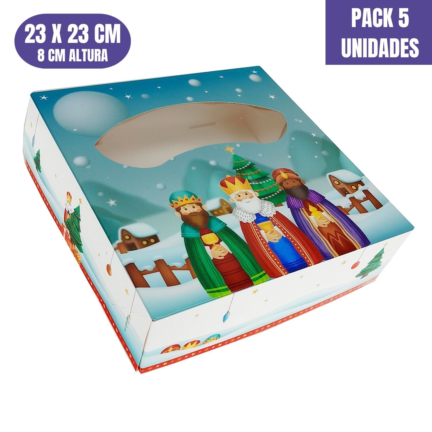 Cajas Para Roscon De Reyes Magos - 23 X 8 Cm (5 Unidades)