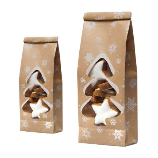 10 Bolsas De Papel Kraft Para Dulces Navidad - Abeto - Imagen 2