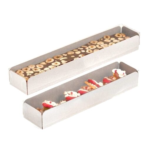 Caja Para Turron Tipo Tunel (base Blanca + Tapa Transparente) - 20 Cm