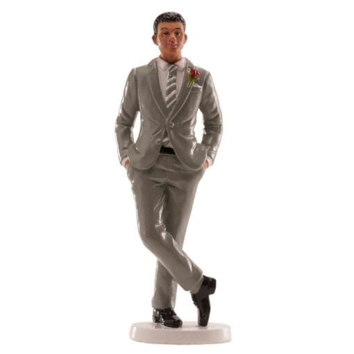 Figura Para Tarta Hombre Con Traje Gris