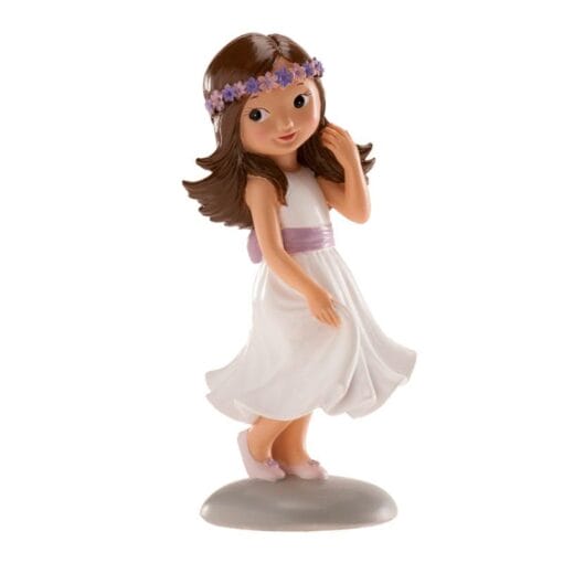 Figura Para Tarta Comunion - NiÑa Con Lazo Violeta Irene