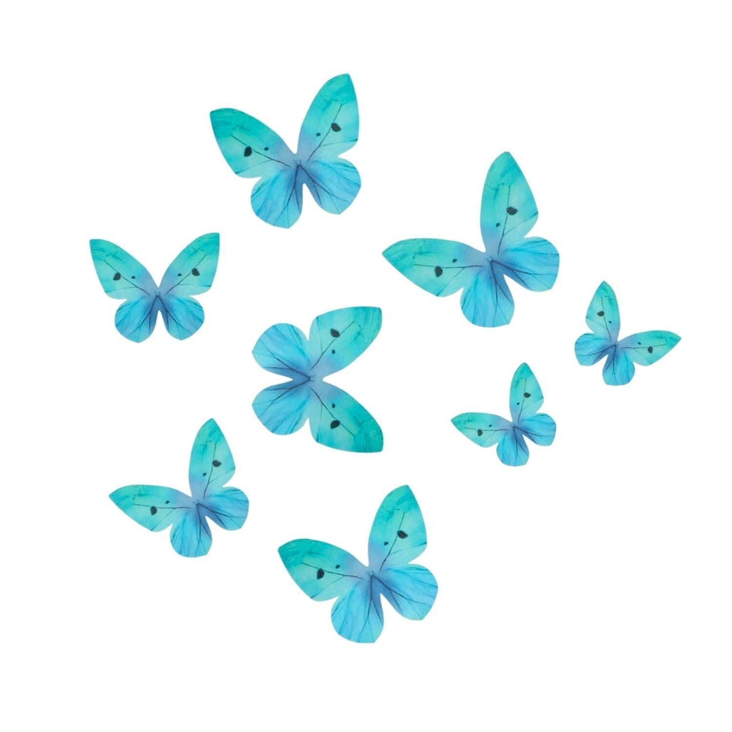 Mariposas Comestibles De Oblea Wilton - Azules Ombre - Imagen 2