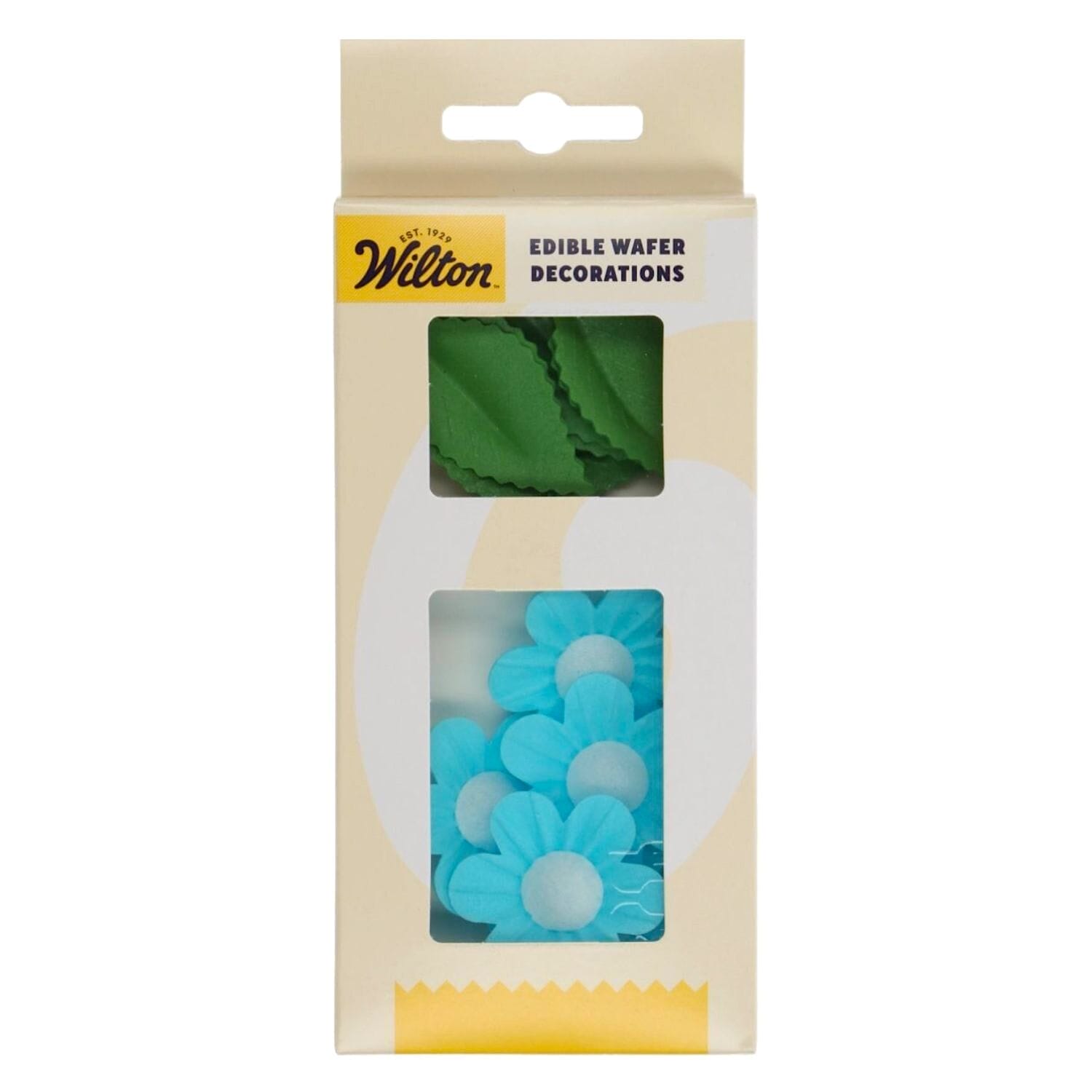 Flores Y Hojas Comestibles De Oblea Wilton - Azules